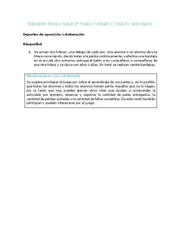 Educación Física 1 medio-Unidad 3-OA1;2-Actividad 6