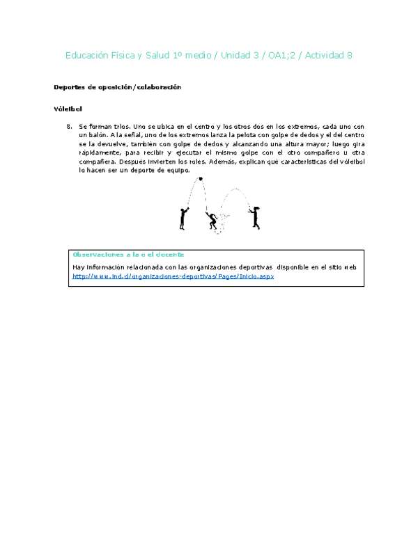 Educación Física 1 medio-Unidad 3-OA1;2-Actividad 8