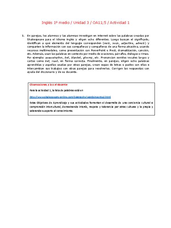 Inglés 1 medio-Unidad 3-OA11;5-Actividad 1