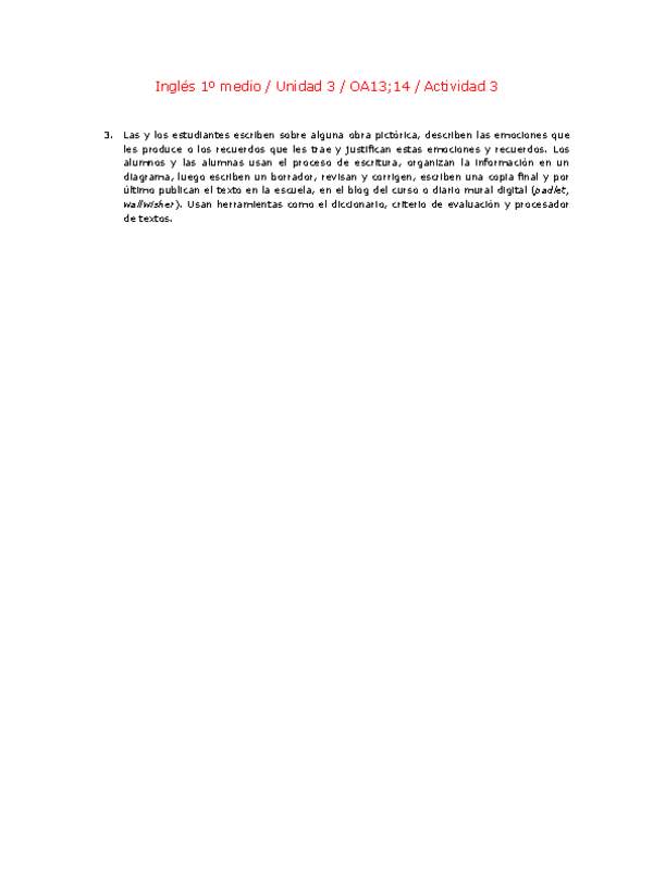 Inglés 1 medio-Unidad 3-OA13;14-Actividad 3