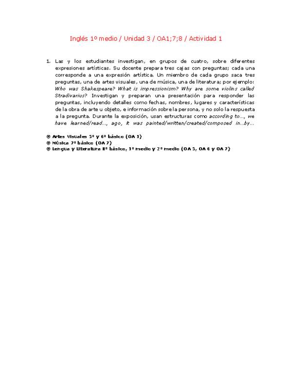 Inglés 1 medio-Unidad 3-OA1;7;8-Actividad 1