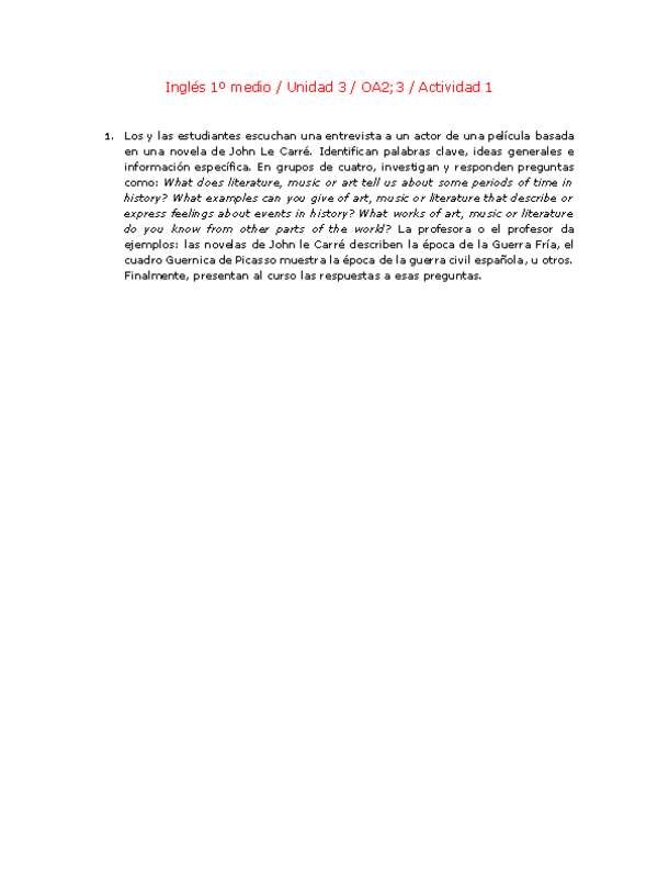 Inglés 1 medio-Unidad 3-OA2;3-Actividad 1