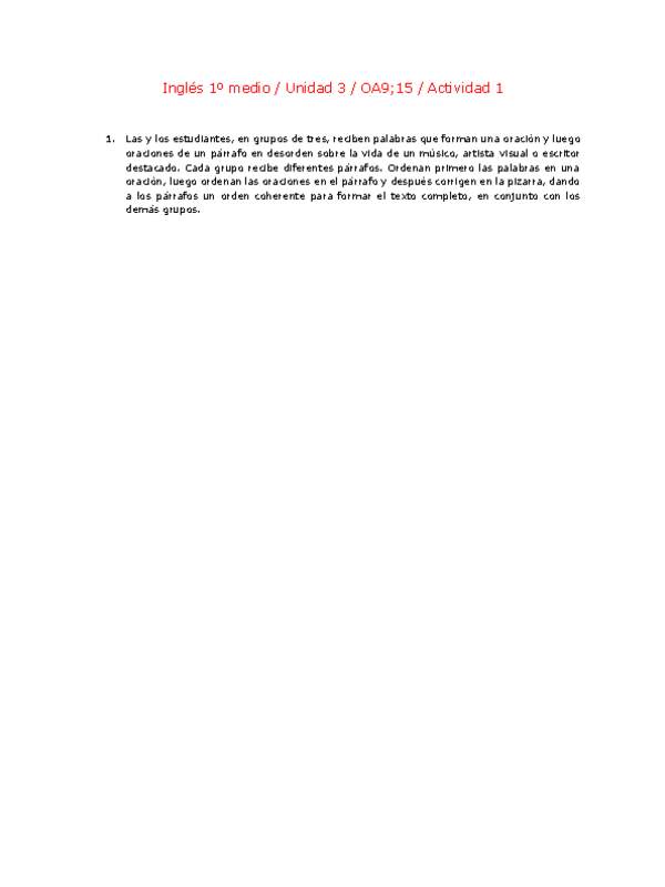 Inglés 1 medio-Unidad 3-OA9;15-Actividad 1