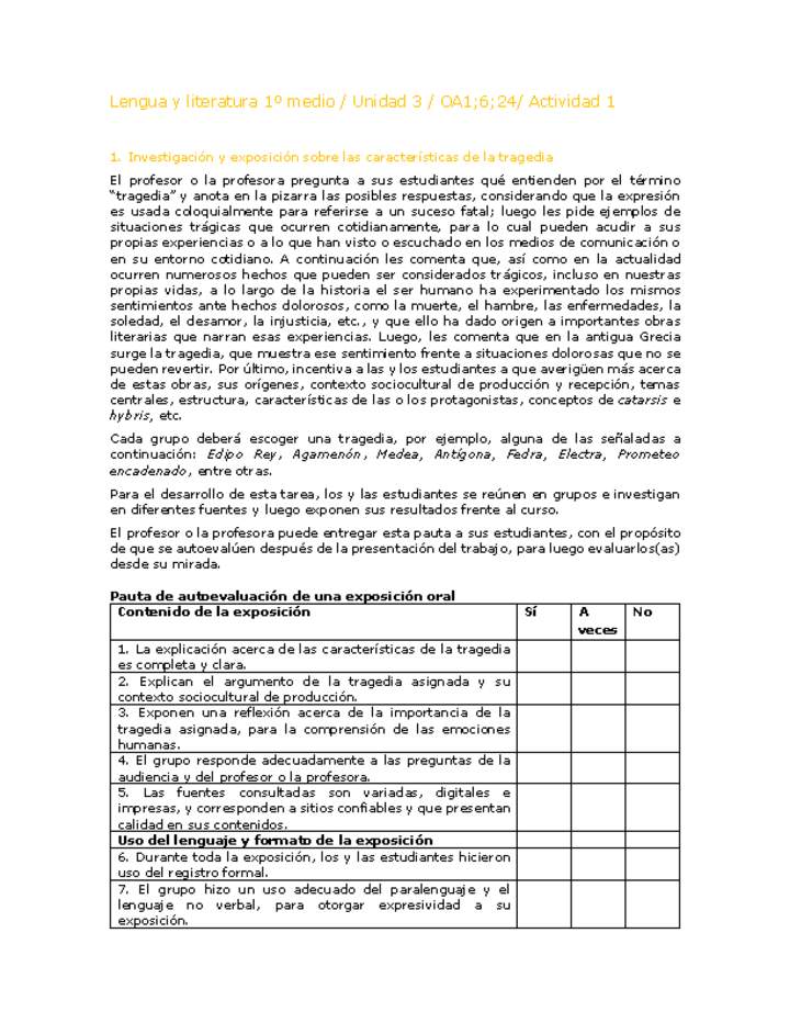 Lengua y Literatura 1 medio-Unidad 3-OA1,6,24-Actividad 1