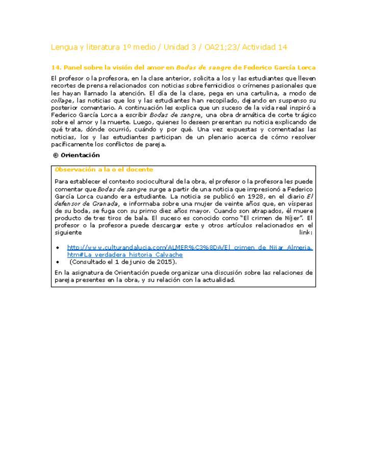 Lengua y Literatura 1 medio-Unidad 3-OA21;23-Actividad 14