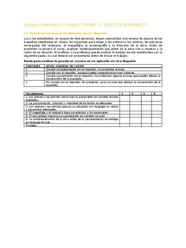 Lengua y Literatura 1 medio-Unidad 3-OA21;23-Actividad 15