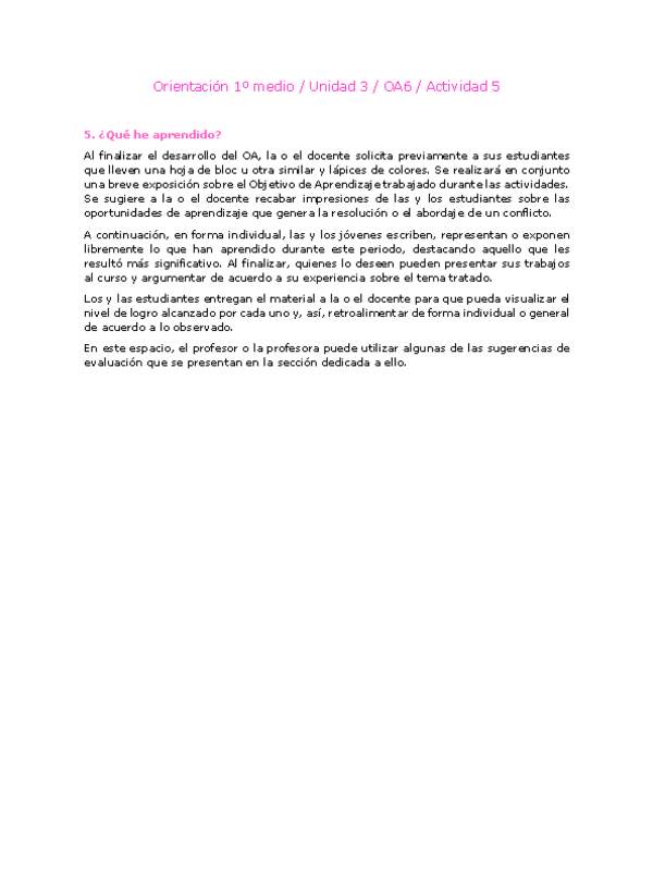 Orientación 1 medio-Unidad 3-OA6-Actividad 5