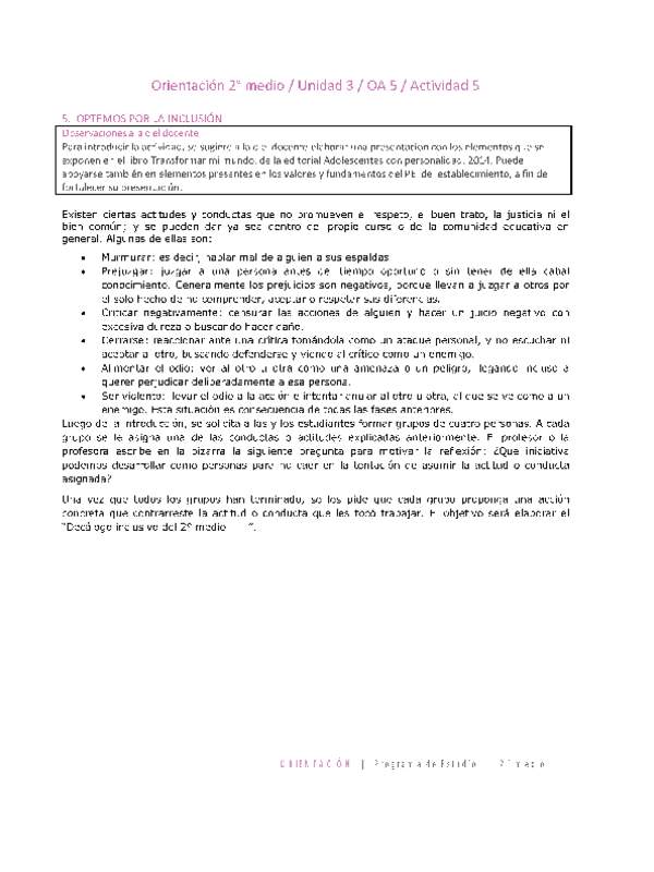 Orientación 2 medio-Unidad 3-OA5-Actividad 5