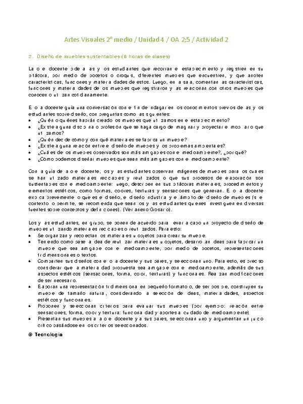 Artes Visuales 2 medio-Unidad 4-OA2;5-Actividad 2