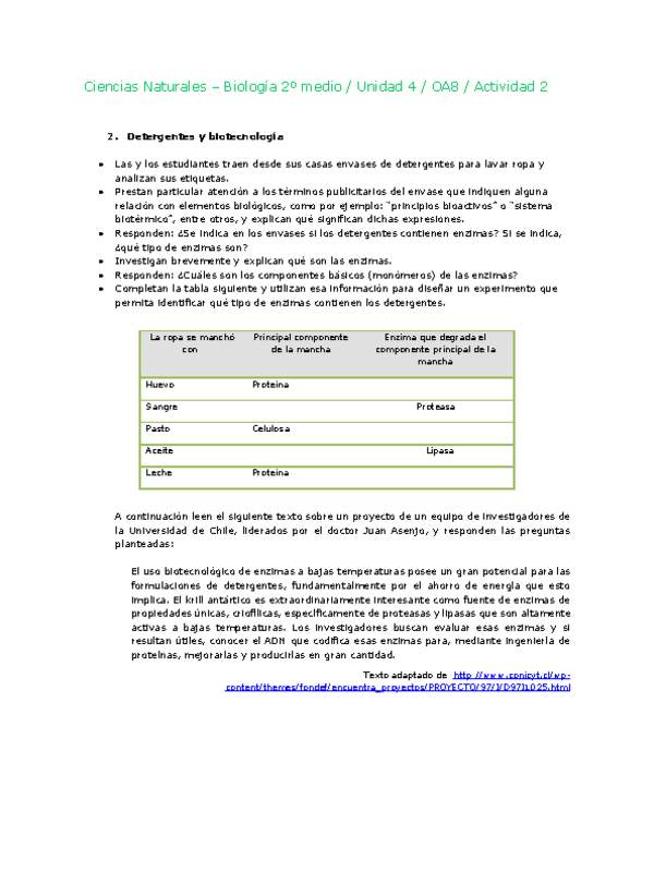 Ciencias Naturales 2 medio-Unidad 4-OA8-Actividad 2