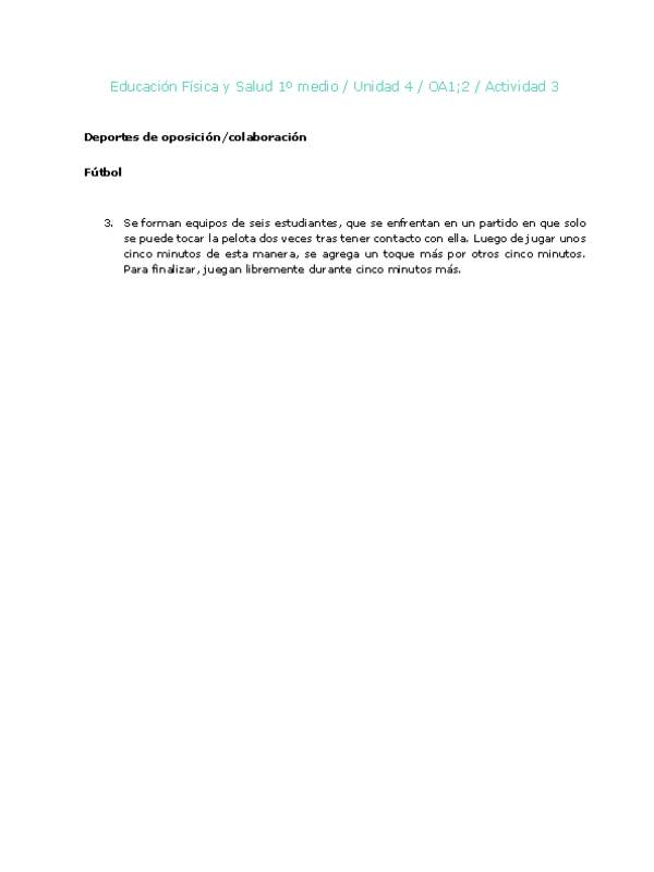 Educación Física 1 medio-Unidad 4-OA1;2-Actividad 3