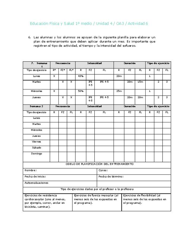 Educación Física 1 medio-Unidad 4-OA3-Actividad 6