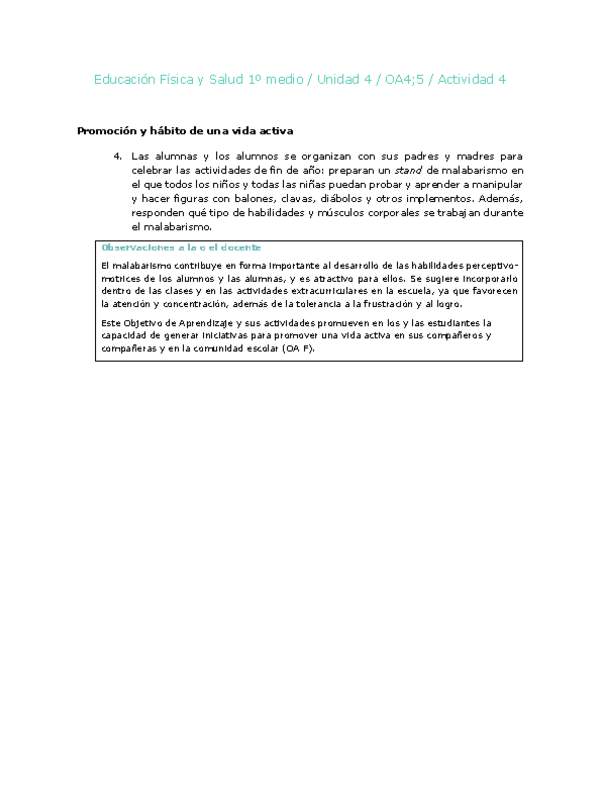 Educación Física 1 medio-Unidad 4-OA4;5-Actividad 4