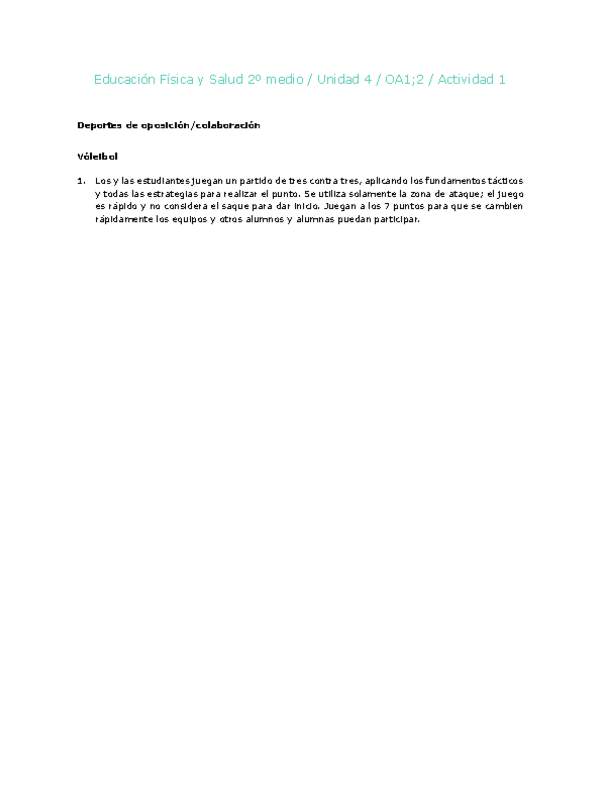 Educación Física 2 medio-Unidad 4-OA1;2-Actividad 1