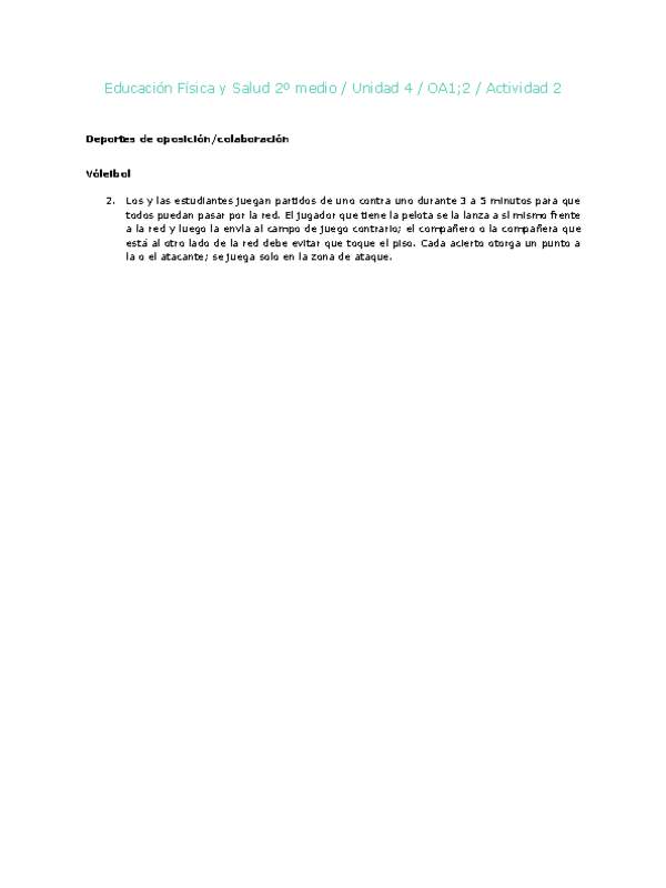 Educación Física 2 medio-Unidad 4-OA1;2-Actividad 2