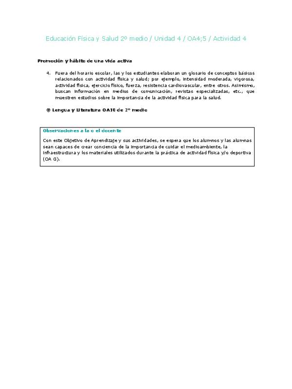 Educación Física 2 medio-Unidad 4-OA4;5-Actividad 4