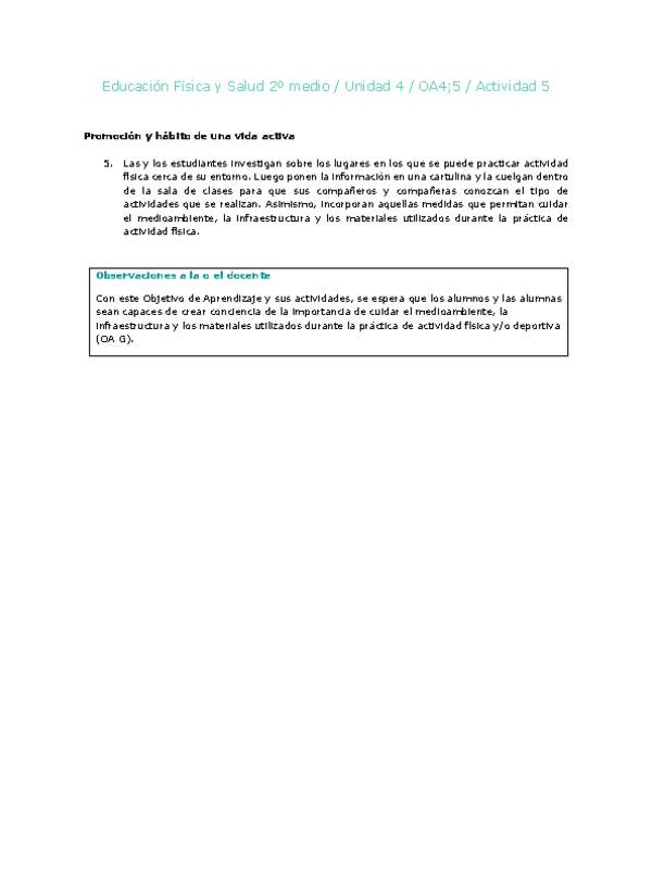 Educación Física 2 medio-Unidad 4-OA4;5-Actividad 5