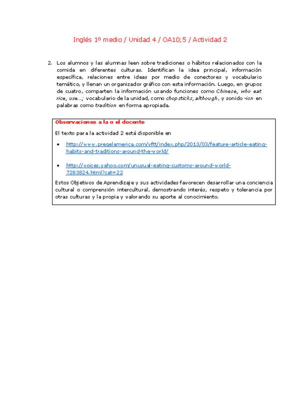Inglés 1 medio-Unidad 4-OA10;5-Actividad 2