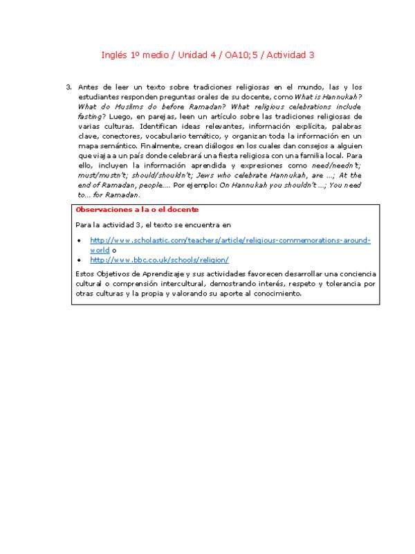 Inglés 1 medio-Unidad 4-OA10;5-Actividad 3