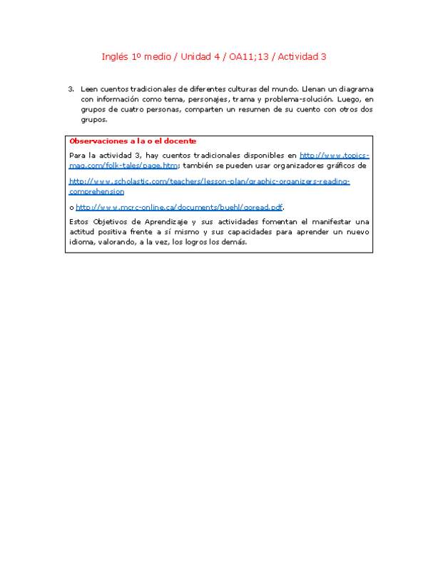 Inglés 1 medio-Unidad 4-OA11;13-Actividad 3