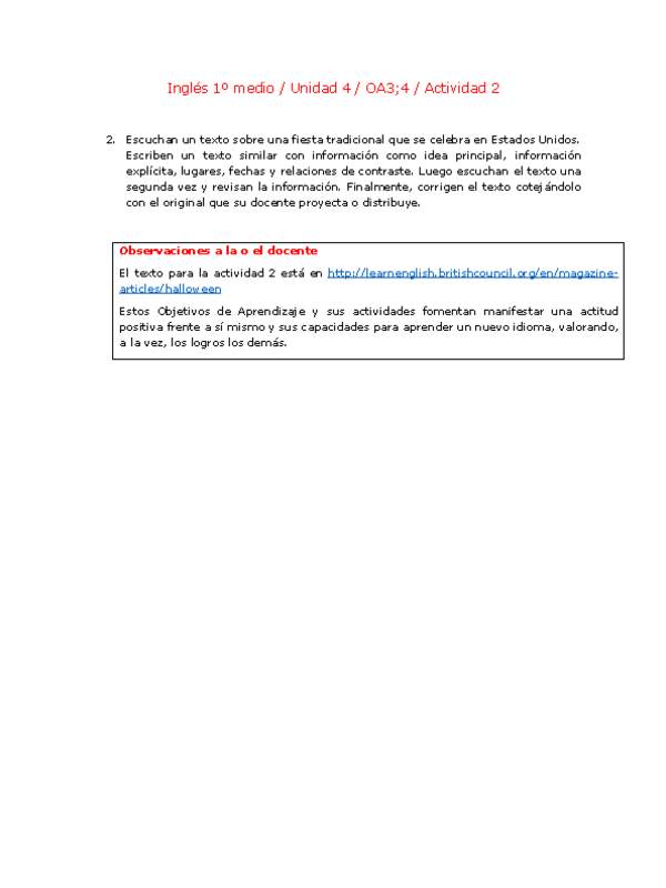 Inglés 1 medio-Unidad 4-OA3;4-Actividad 2