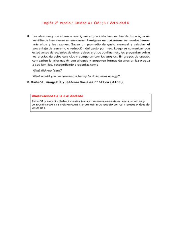 Inglés 2 medio-Unidad 4-OA1;6-Actividad 6