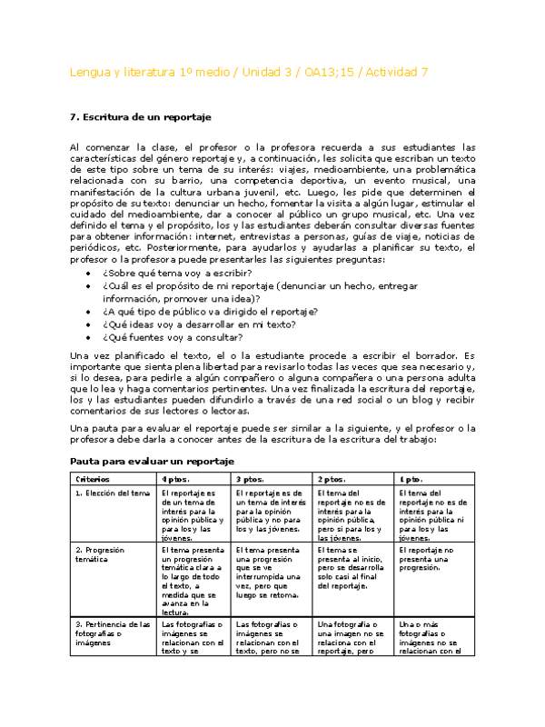 Lengua y Literatura 1 medio-Unidad 4-OA13;15-Actividad 7