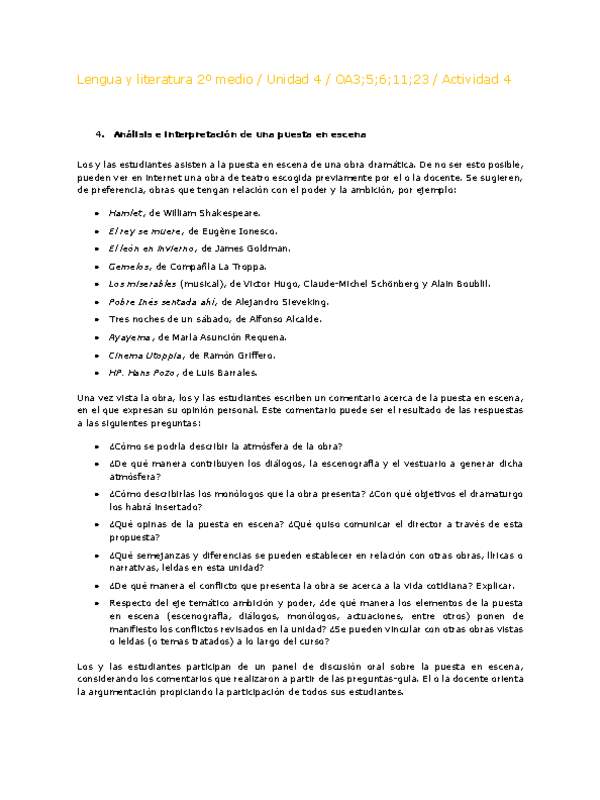 Lengua y Literatura 2 medio-Unidad 4-OA3;5;6;11;23-Actividad 4