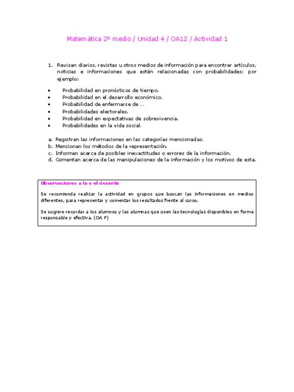 Matemática 2 medio-Unidad 4-OA12-Actividad 1