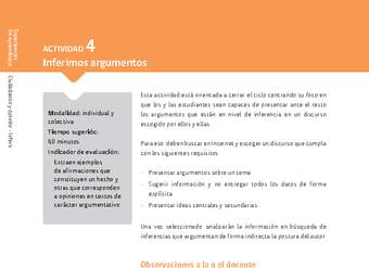 Sugerencia para el profesor: Actividad 4: Inferimos argumentos