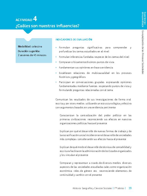 Sugerencia para el profesor: 4: ¿Cuáles son nuestras influencias?