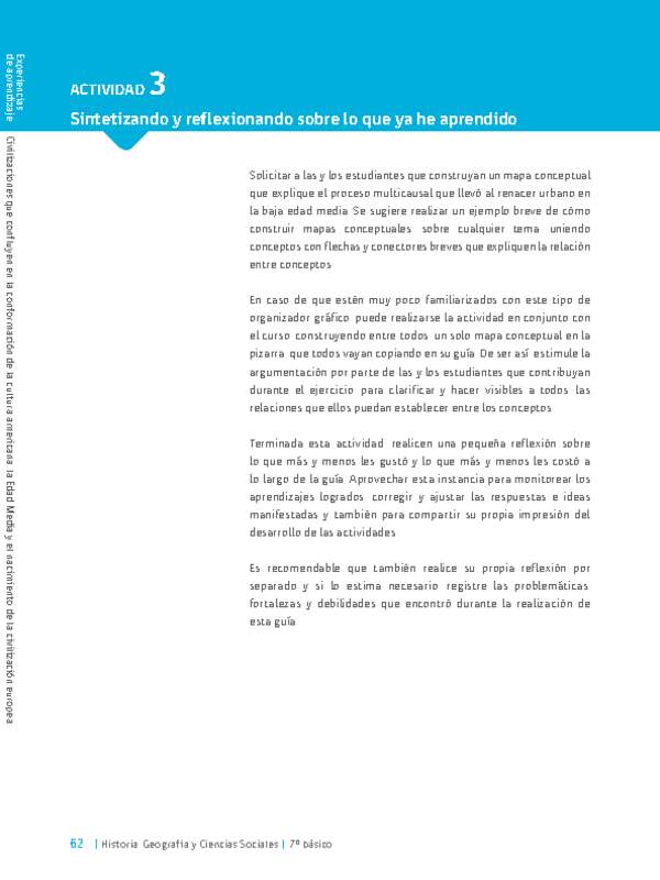 Sugerencia para el profesor: Actividad 3: Sintetizando y reflexionando sobre lo que ya he aprendido