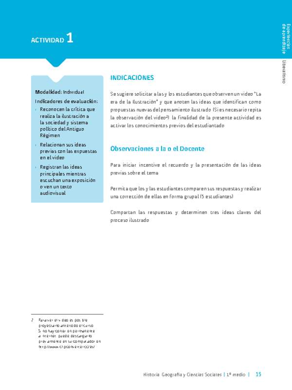 Sugerencia para el profesor: Actividad 1