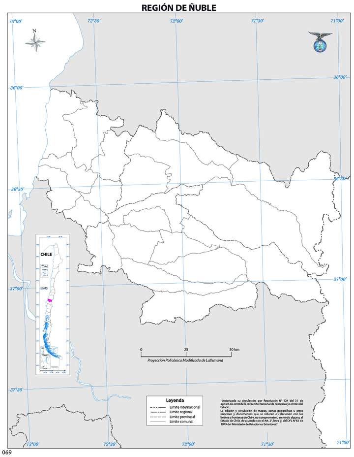 Mapa región de Ñuble (mudo)