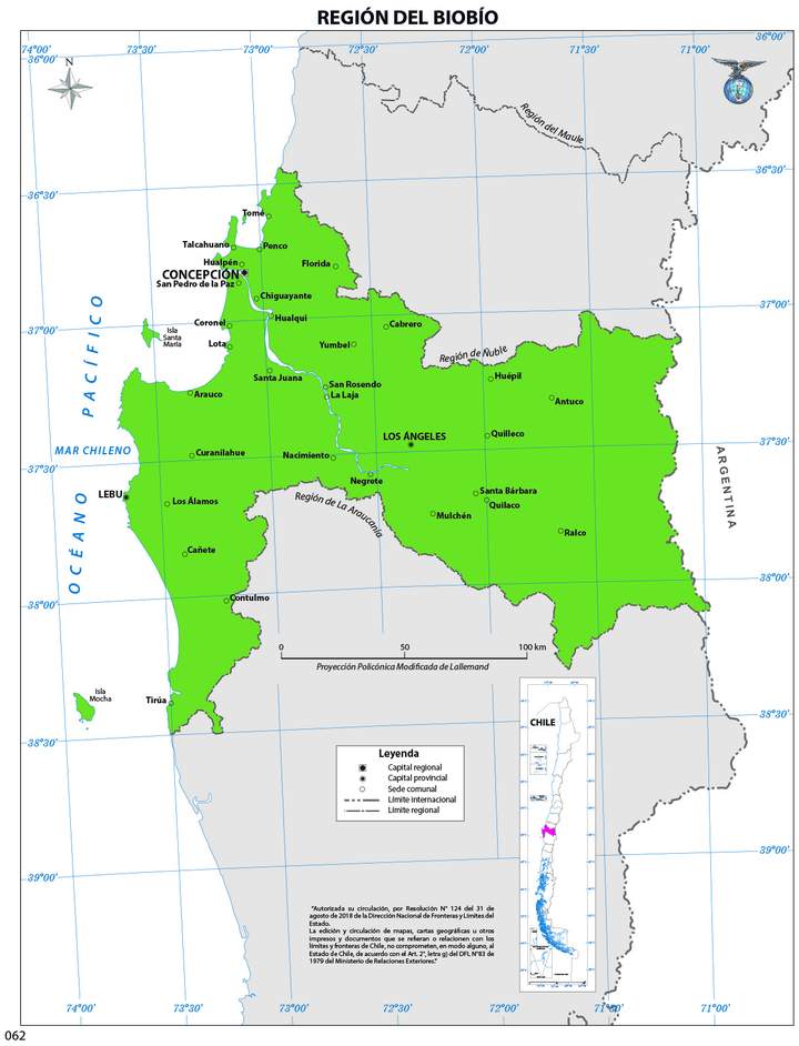 Mapa región de Biobío (color)