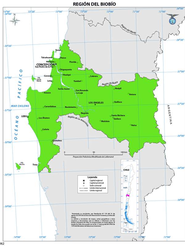 Mapa región de Biobío (color)