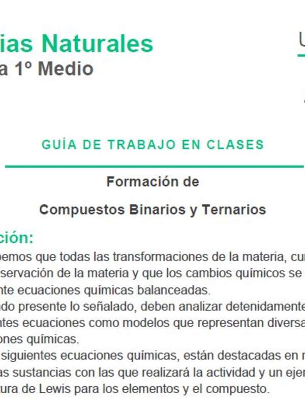 Formación de Compuestos Binarios y Ternarios