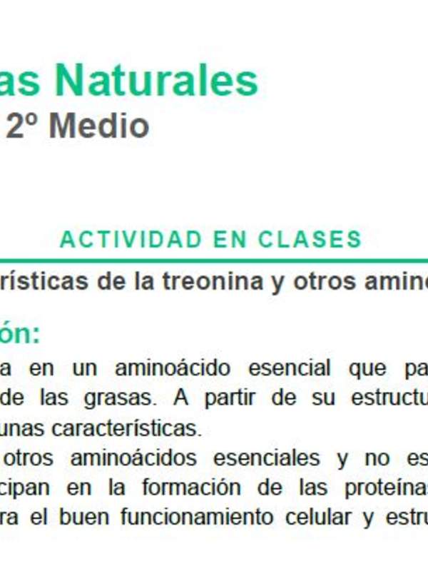 Características de la treonina y otros aminoácidos