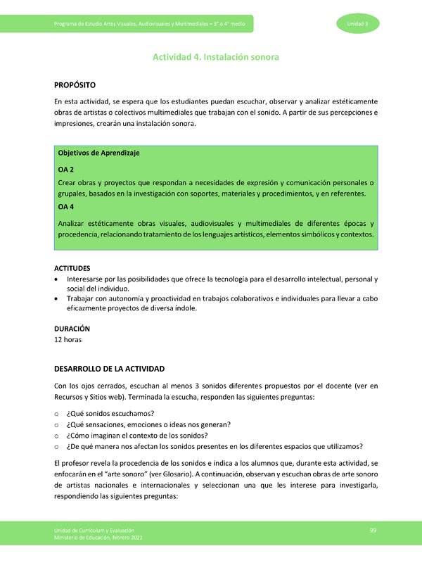 Actividad 4: Instalación sonora