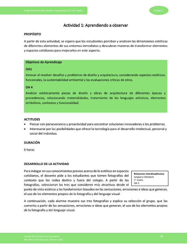 Actividad 1: Aprendiendo a observar