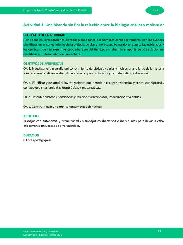 Actividad 1 - Una historia sin fin: la relación entre la biología celular y molecular