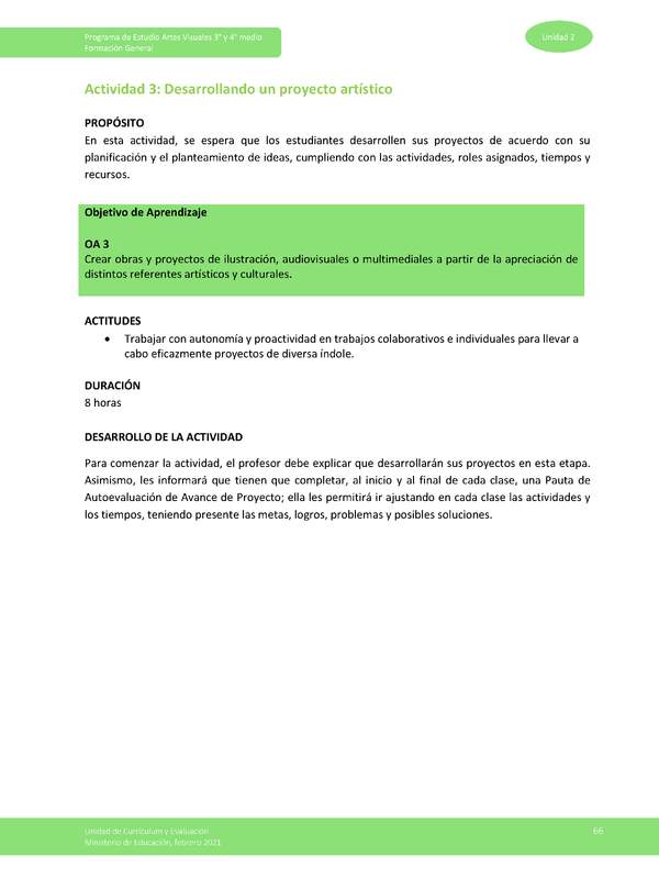 Actividad 3: Desarrollando un proyecto artístico