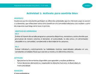 Actividad 1: Actívate para sentirte bien