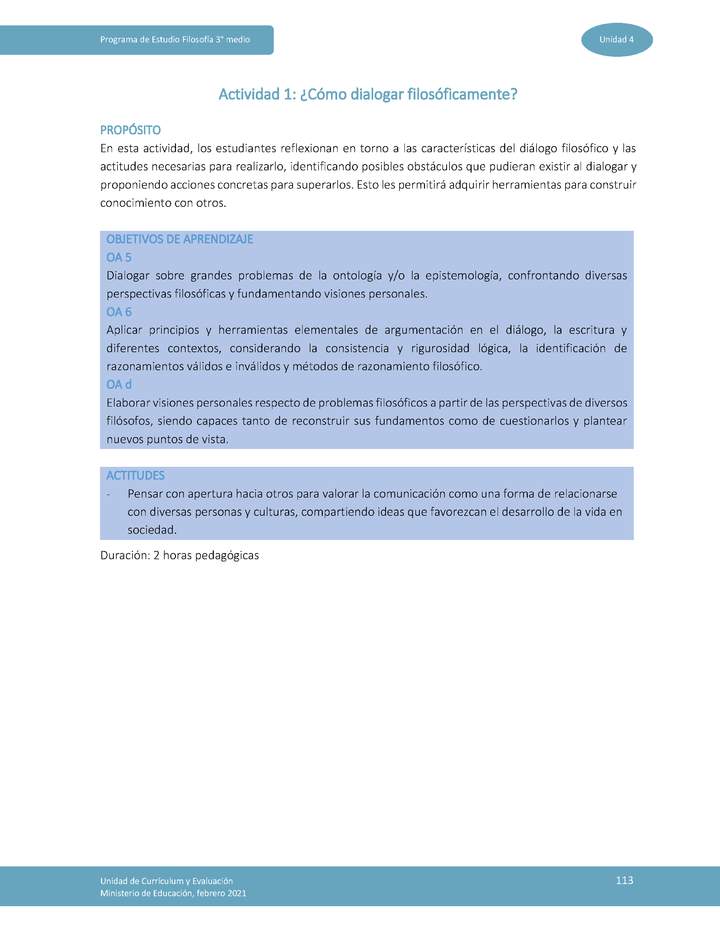 Actividad 1: ¿Cómo dialogar filosóficamente?