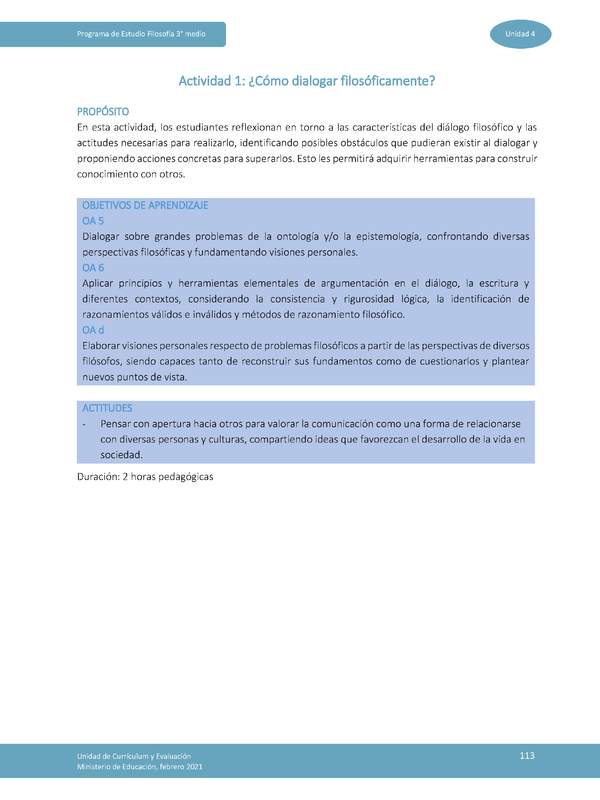 Actividad 1: ¿Cómo dialogar filosóficamente?