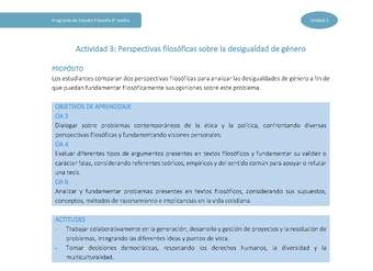 Actividad 3: Perspectivas filosóficas sobre la desigualdad de género