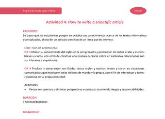 Actividad 4: How to write a scientific article