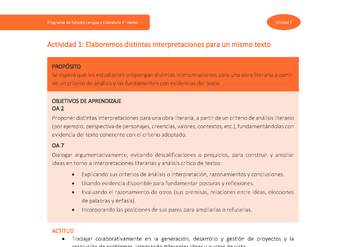 Actividad 1: Elaboremos distintas interpretaciones para un mismo texto