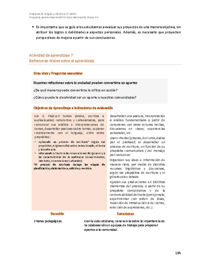 Actividad de aprendizaje 7: Reflexiones finales sobre el aprendizaje