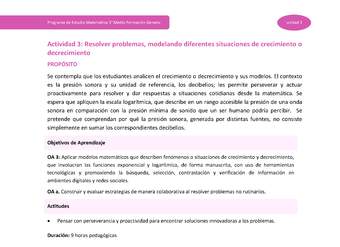 Actividad 3: Resolver problemas modelando diferentes situaciones de crecimiento o decrecimiento